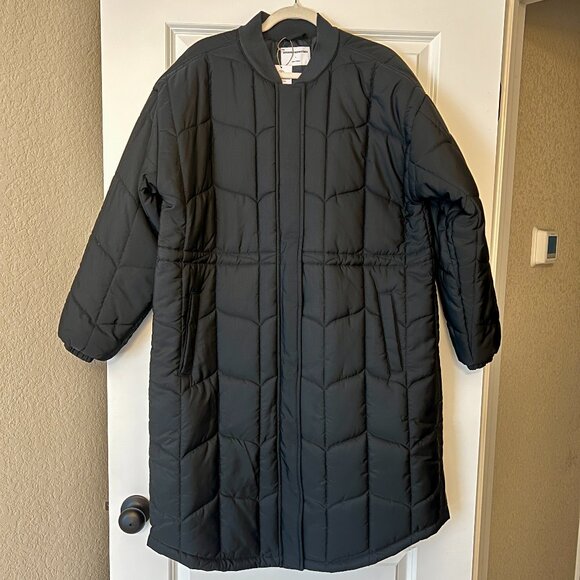 Amazon Essentials Navy Blue Quilted Puffer Insulated Long Midi Coat - Picture 3 of 7